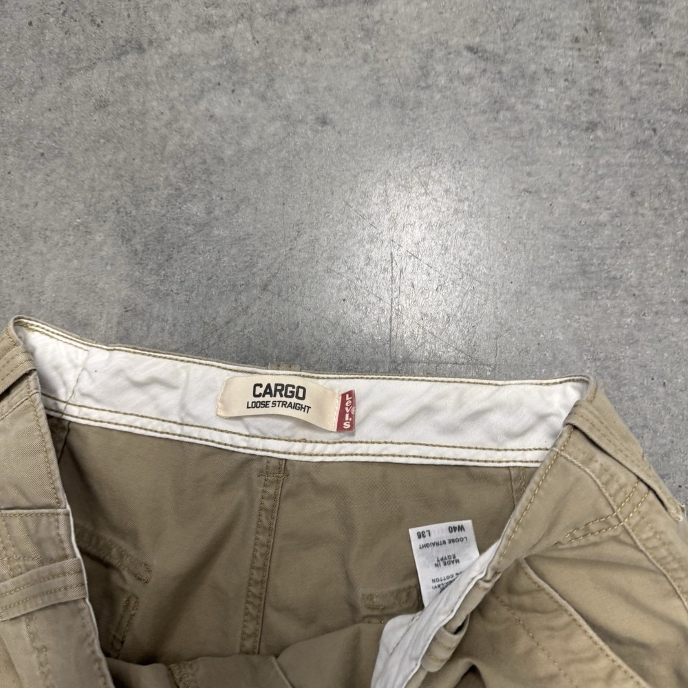 Vintage Levis Cargo Pants Mens 40x34 Y2k Loose Baggy Khaki Fatigue Skater 2000s - Picture 6 of 12